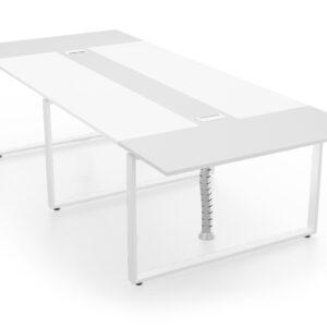 Konferenztisch ANJA280 in Lichtgrau-Weiß mit Kabelkanal für 8 - 10 Personen